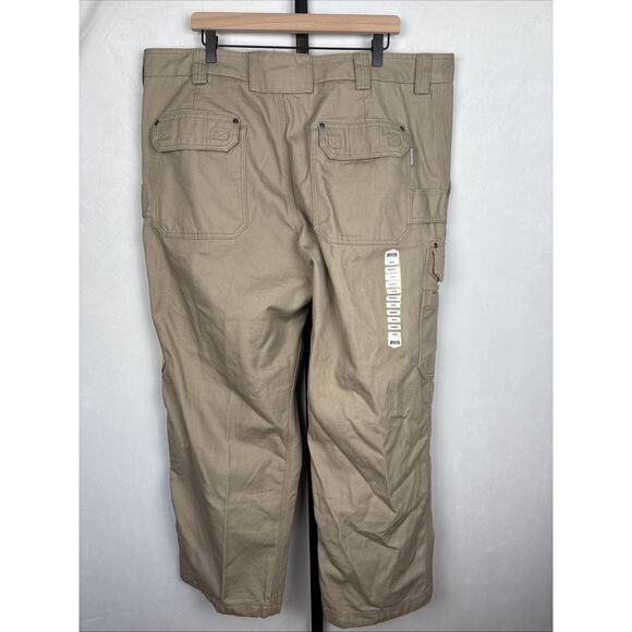 NEW Duluth Trading Fire Hose Relaxed Fit Cargo Work Pants Men 44x30 Khaki Cotton - Picture 6 of 12